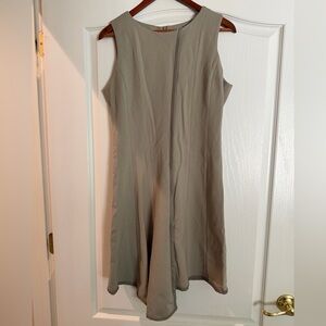 My Tribe Genuine Leather Trimmed Asymmetrical Dress